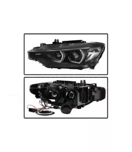 Μπροστινά Φανάρια Set Για Bmw 3 F30 / F31 11-15 3D Angel Eyes Μαύρα H7/H7 Με Μοτέρ Sonar 