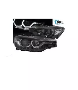 Μπροστινά Φανάρια Set Για Bmw 3 F30 / F31 11-15 3D Angel Eyes Μαύρα H7/H7 Με Μοτέρ Sonar 