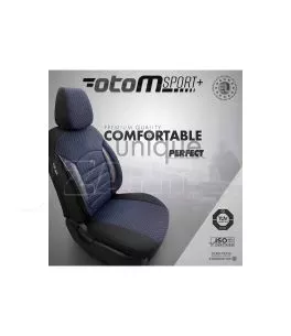 Καλύμματα Αυτοκινήτου Otom Sport Plus Design Universal Βαμβακερό Ύφασμα / Rachel / Δερματίνη Σετ Εμπρός / Πίσω 11 Τεμαχίων Μαύρο 