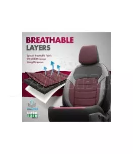 Καλύμματα Αυτοκινήτου Otom "Nova" Universal Ύφασμα Jacquard / Δερματίνη Σετ Εμπρός / Πίσω 11 Τεμαχίων Κόκκινο / Μαύρο ΝΟV-3303 