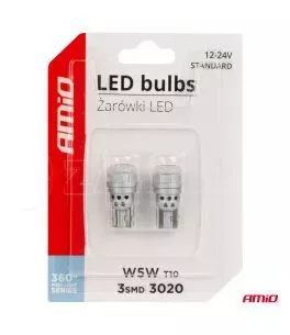 ΛΑΜΠΑΚΙΑ LED T10 W5W 12/24V 3x3020 SMD LED ΛΕΥΚΟ PURE LIGHT SERIES ΑΜΙΟ - 2 ΤΕΜ. 