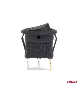 ΔΙΑΚΟΠΤΗΣ 12V ON/OFF ΣΤΡΟΓΓΥΛΟΣ ΜΕ 3 ΕΠΑΦΕΣ ΚΟΚΚΙΝΟ LED  AMIO - 1 τεμ. 