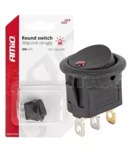 ΔΙΑΚΟΠΤΗΣ 12V ON/OFF ΣΤΡΟΓΓΥΛΟΣ ΜΕ 3 ΕΠΑΦΕΣ ΚΟΚΚΙΝΟ LED  AMIO - 1 τεμ. 