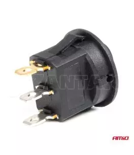 ΔΙΑΚΟΠΤΗΣ 12V ON/OFF ΣΤΡΟΓΓΥΛΟΣ ΜΕ 3 ΕΠΑΦΕΣ ΚΟΚΚΙΝΟ LED  AMIO - 1 τεμ. 
