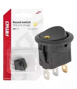 ΔΙΑΚΟΠΤΗΣ 12V ON/OFF ΣΤΡΟΓΓΥΛΟΣ ΜΕ 3 ΕΠΑΦΕΣ ΚΙΤΡΙΝΟ LED AMIO - 1 τεμ. 