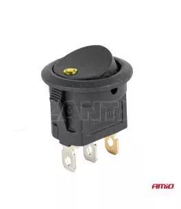 ΔΙΑΚΟΠΤΗΣ 12V ON/OFF ΣΤΡΟΓΓΥΛΟΣ ΜΕ 3 ΕΠΑΦΕΣ ΚΙΤΡΙΝΟ LED AMIO - 1 τεμ. 