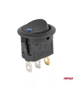 ΔΙΑΚΟΠΤΗΣ 12V ON/OFF ΣΤΡΟΓΓΥΛΟΣ ΜΕ 3 ΕΠΑΦΕΣ ΜΠΛΕ LED  AMIO - 1 τεμ. 