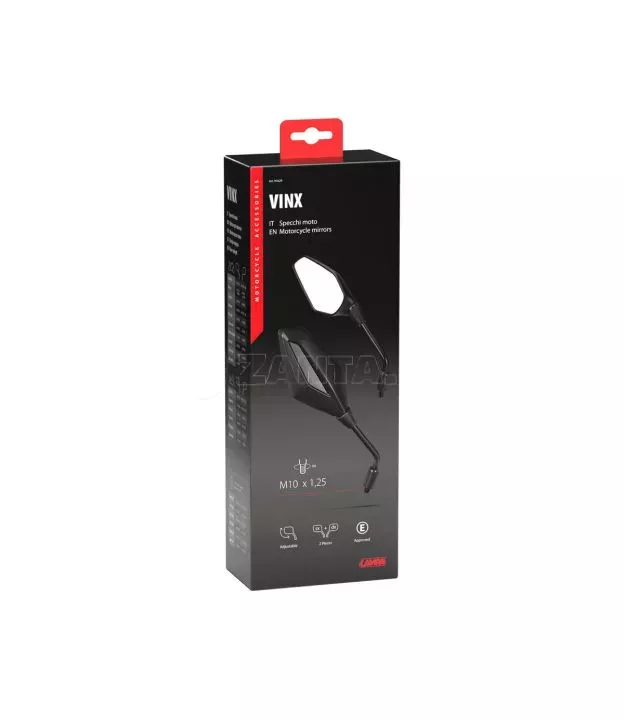 ΚΑΘΡΕΠΤΕΣ MOTO VINX M10x1,25 DX+SX ΣΕ ΜΑΥΡΟ ΧΡΩΜΑ LAMPA - 2 ΤΕΜ.