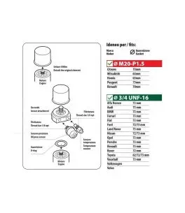 ΑΝΤΑΠΤΟΡΑΣ ΓΙΑ ΠΙΕΣΗ & ΘΕΡΜΟΚΡΑΣΙΑ ΛΑΔΙΟΥ OIL FILTER CONNECTOR KIT 2in1 M20-P1.5mm/3/4 UNF-16 LAMPA - 1 τεμ. 