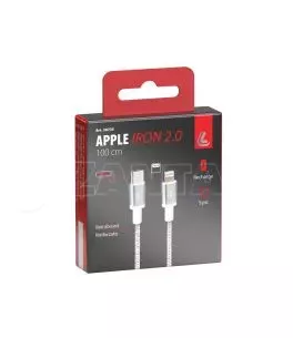 ΚΑΛΩΔΙΟ ΦΟΡΤΙΣΗΣ/ΜΕΤΑΦΟΡΑΣ ΔΕΔΟΜΕΝΩΝ USB TYPE CAPPLE 8 PIN  IRON 2.0 3000mA/30W ΑΣΗΜΙ 100cm LAMPA - 1 ΤΕΜ. 