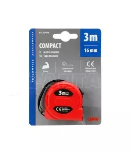 ΜΕΤΡΟΤΑΙΝΙΑ ΑΥΤΟΜΑΤΗ COMPACT 3m x16mm ΚΟΚΚΙΝΗ ΜΕ ΚΛΙΠ ΖΩΝΗΣ LAMPA - 1 ΤΕΜ. 