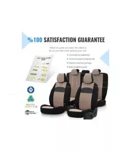 Καλύμματα Αυτοκινήτου Otom Smart Design Universal Ύφασμα / Δερματίνη Σετ Εμπρός / Πίσω 11 Τεμαχίων Μαύρο / Μπεζ SLTSMT106-NZ 