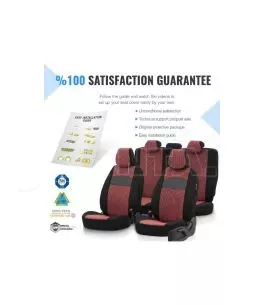 Καλύμματα Αυτοκινήτου Otom Smart Design Universal Ύφασμα / Δερματίνη Σετ Εμπρός / Πίσω 11 Τεμαχίων Μαύρο / Κόκκινο SLTSMT103-NZ 