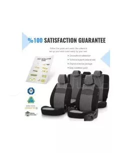 Καλύμματα Αυτοκινήτου Otom Smart Design Universal Ύφασμα / Δερματίνη Σετ Εμπρός / Πίσω 11 Τεμαχίων Μαύρο / Γκρι SLTSMT102-NZ 