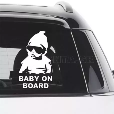Αυτοκόλλητο "Baby On Board" Λευκό 18x10cm 1 Τεμάχιο 