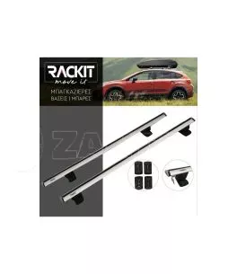 Μπάρες Οροφής Αλουμινίου Αεροδυναμικές Universal Rackit RK009C-135cm Fix-Point Σετ Με Πόδια Και Κλειδαριά Ασημί 2 Τεμάχια 