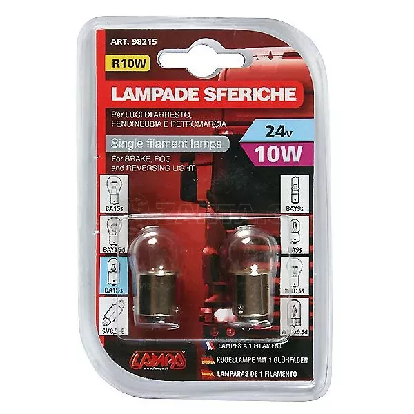 Lampa Μονοπολικό Λαμπάκι 24V- 10W- R10W - BA15s L9821.5