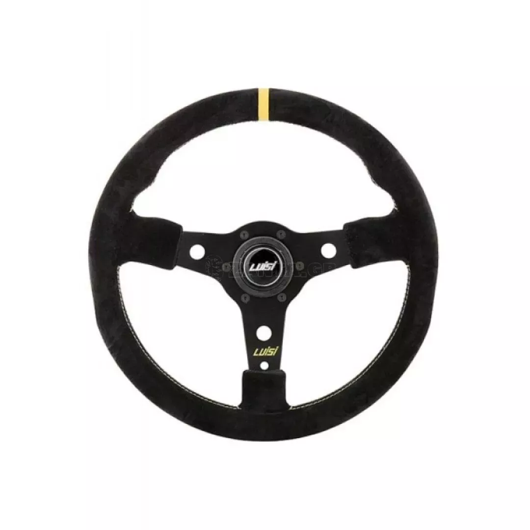 Luisi ΤΙΜΟΝΙ RACING CORSA 350mm ΤΡΙΑΚΤΙΝΟ ΣΟΥΕΤ ΜΑΥΡΟ LUISI ΤΙΜ.41052/11/LU