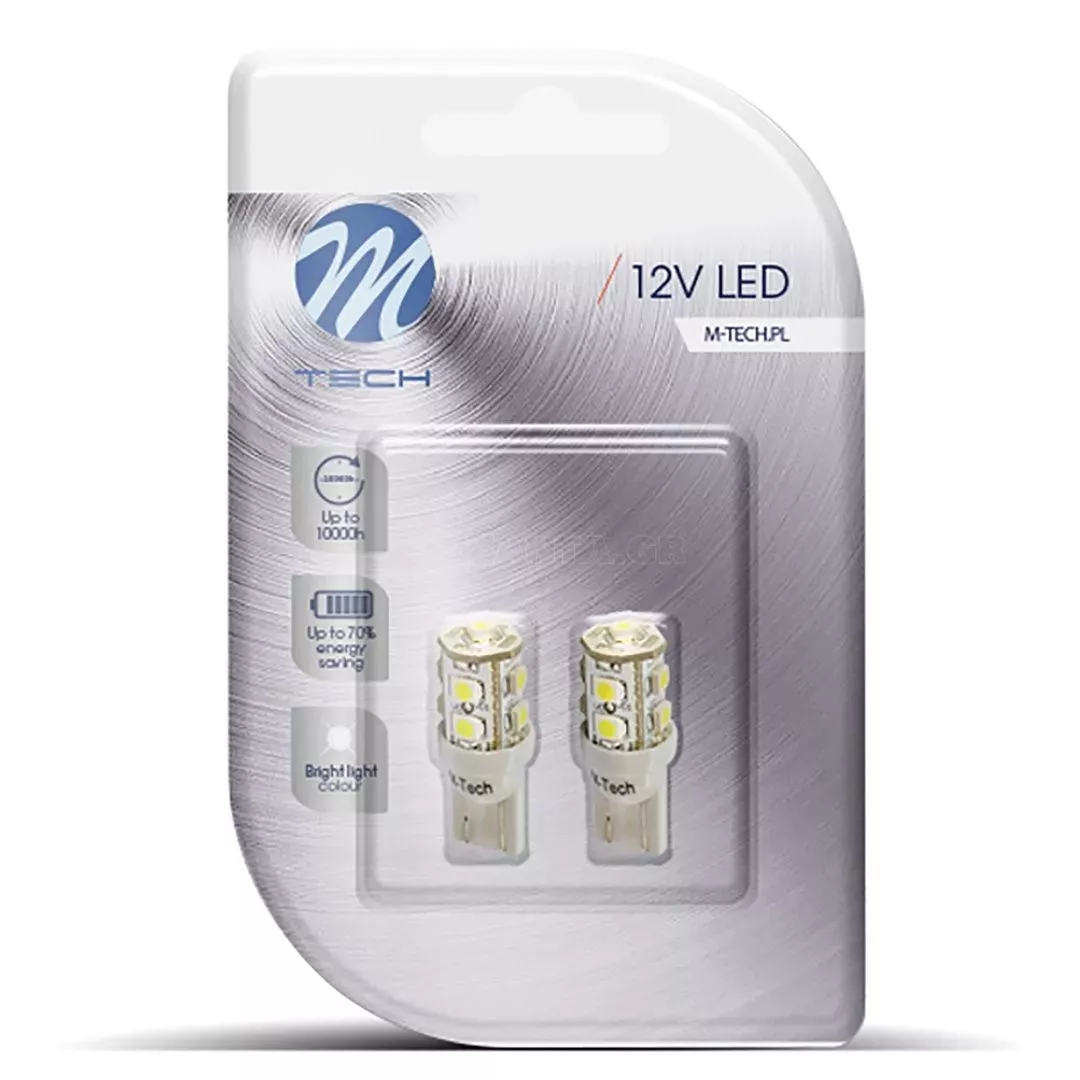 M-tech W5W 12V T10 W2,1x9,5d LED 9xSMD3528 ΜΠΛΕ (ΚΑΡΦΩΤΟ ΑΚΑΛΥΚΟ) BLISTER 2ΤΕΜ. M-TECH LB018B/MT