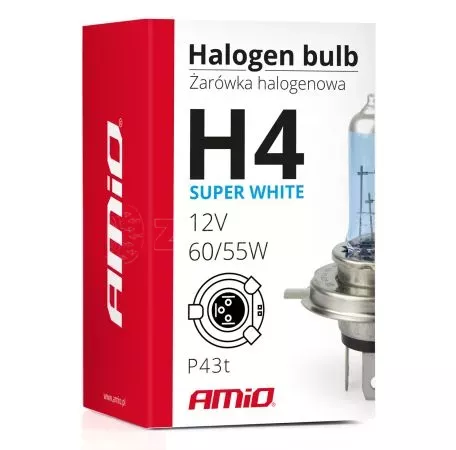 AMIO H4 12V 60/55W P43t SUPERWHITE 1ΤΕΜ. 01269/AM 