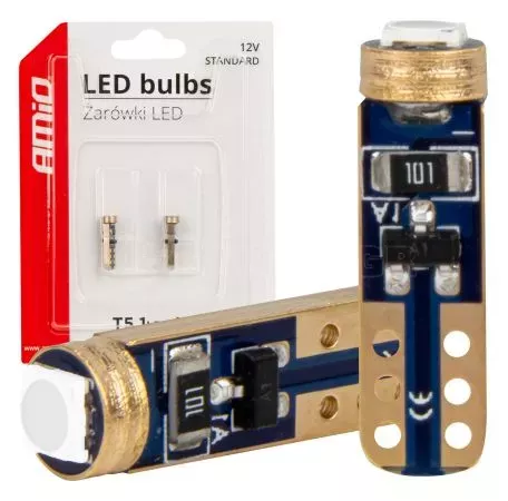 AMIO ΛΑΜΠΑΚΙΑ T5 W1W 12V 1SMD LED ΜΠΛΕ AMIO - 2 ΤΕΜ. 03728/AM 