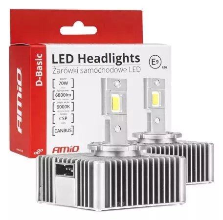 AMIO ΛΑΜΠΕΣ D5S 12V 6.000K 6800lm 70W CAN-BUS LED D-BASIC SERIES AMIO - 2 Τεμ. 03630/AM 