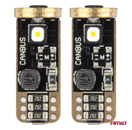 AMIO ΛΑΜΠΑΚΙΑ T10 W5W 12V/24V LED CAN-BUS 3xSMD 3838 ΛΕΥΚΟ 5500K ΑΜΙΟ - 2 ΤΕΜ. 04246/AM 