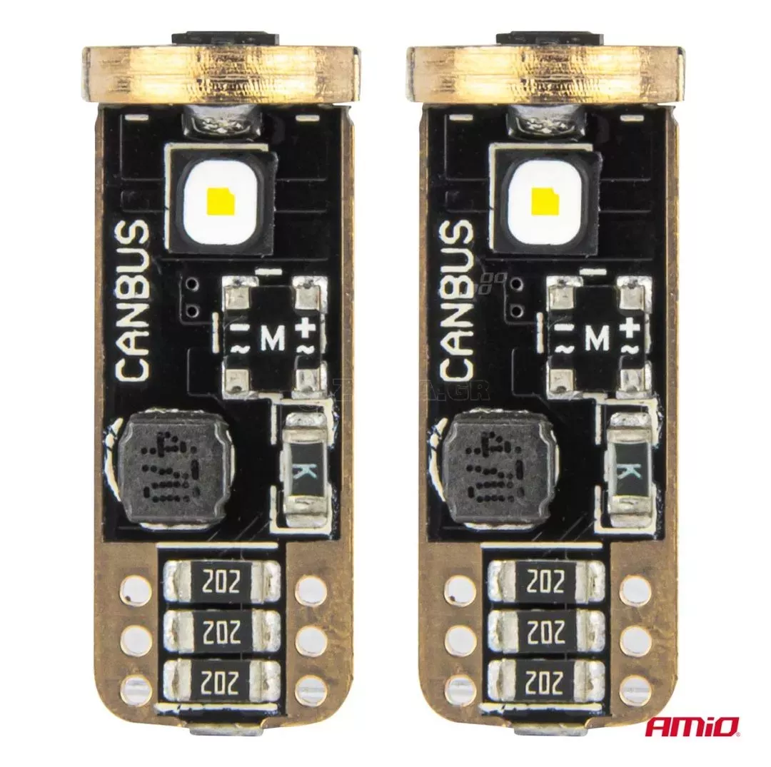 AMIO ΛΑΜΠΑΚΙΑ T10 W5W 12V/24V LED CAN-BUS 3xSMD 3838 ΛΕΥΚΟ 5500K ΑΜΙΟ - 2 ΤΕΜ. 04246/AM