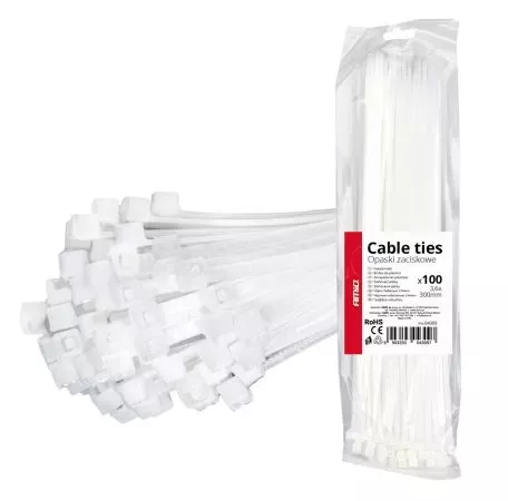 AMIO ΔΕΜΑΤΙΚΑ/ΔΕΤΙΚΑ ΚΑΛΩΔΙΩΝ TIE WRAP (ΤΑΙΡΑΠ) 3.6 x 300mm (ΛΕΥΚΟ)  ΑΜΙΟ - 100 ΤΕΜ. 04309/AM 
