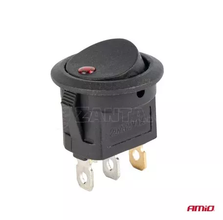AMIO ΔΙΑΚΟΠΤΗΣ 12V ON/OFF ΣΤΡΟΓΓΥΛΟΣ ΜΕ 3 ΕΠΑΦΕΣ ΚΟΚΚΙΝΟ LED  AMIO - 1 τεμ. 03961/AM 