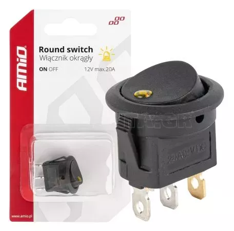 AMIO ΔΙΑΚΟΠΤΗΣ 12V ON/OFF ΣΤΡΟΓΓΥΛΟΣ ΜΕ 3 ΕΠΑΦΕΣ ΚΙΤΡΙΝΟ LED AMIO - 1 τεμ. 03962/AM 
