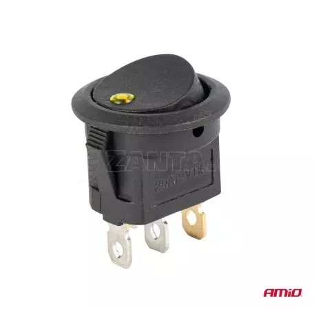 AMIO ΔΙΑΚΟΠΤΗΣ 12V ON/OFF ΣΤΡΟΓΓΥΛΟΣ ΜΕ 3 ΕΠΑΦΕΣ ΚΙΤΡΙΝΟ LED AMIO - 1 τεμ. 03962/AM 