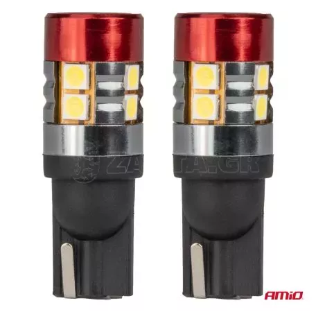 AMIO ΛΑΜΠΑΚΙΑ LED T10 W5W 12V/24V LED CAN-BUS 9xSMD 3030 ΛΕΥΚΟ ΦΩΣ 5.500K (ΣΕ ΧΡΩΜΑ ΚΟΚΚΙΝΟ-ΜΑΥΡΟ) AMIO - 2 ΤΕΜ. 04242/AM 