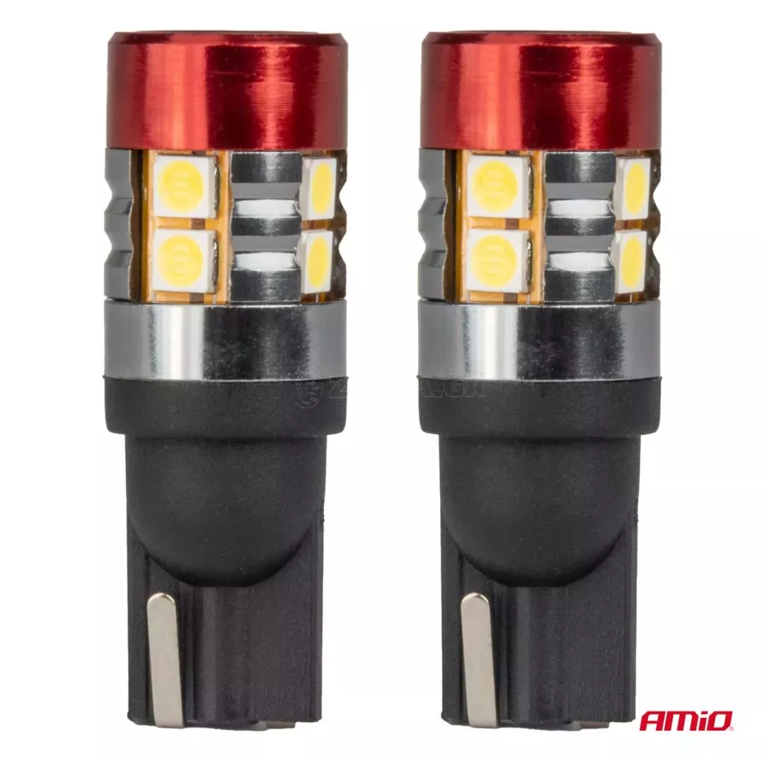 AMIO ΛΑΜΠΑΚΙΑ LED T10 W5W 12V/24V LED CAN-BUS 9xSMD 3030 ΛΕΥΚΟ ΦΩΣ 5.500K (ΣΕ ΧΡΩΜΑ ΚΟΚΚΙΝΟ-ΜΑΥΡΟ) AMIO - 2 ΤΕΜ. 04242/AM
