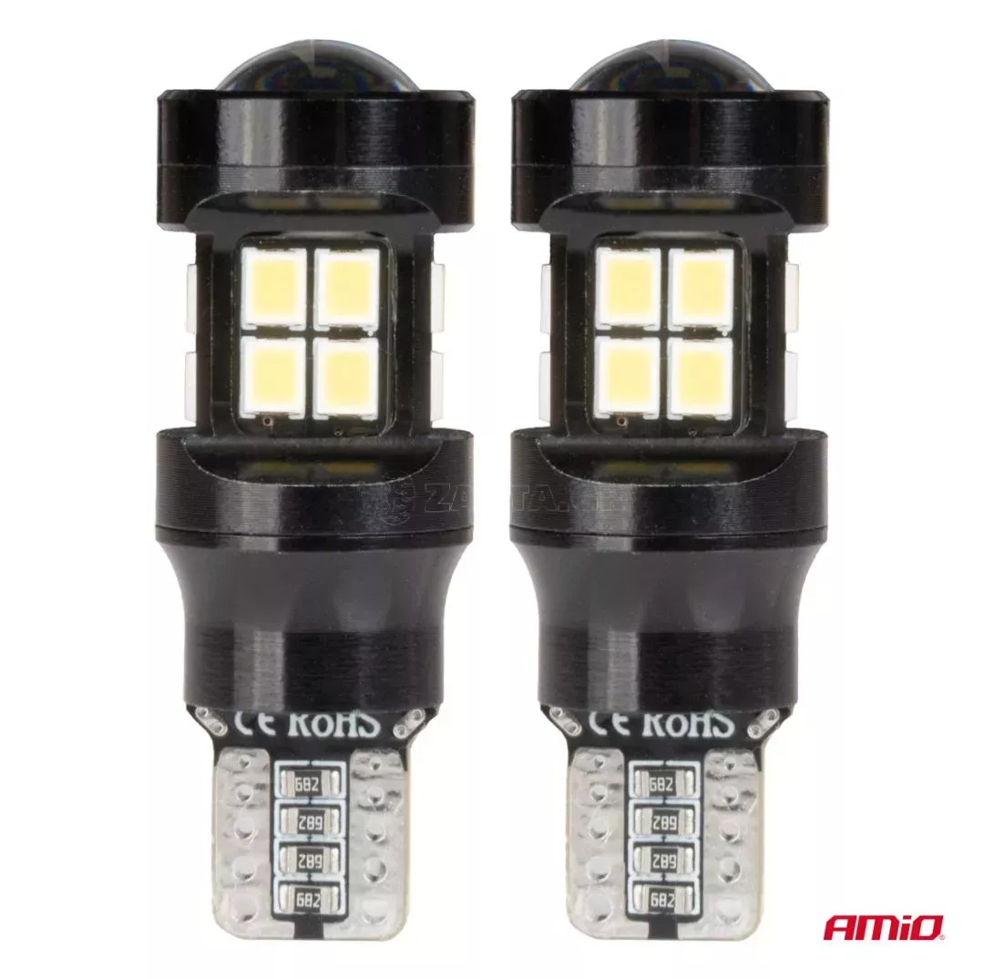 AMIO ΛΑΜΠΑΚΙΑ LED T15 W16W 12V/24V LED CAN-BUS 15xSMD 2835 ΛΕΥΚΟ ΦΩΣ 5.500K (ΣΕ ΧΡΩΜΑ ΜΑΥΡΟ) AMIO - 2 ΤΕΜ. 04245/AM
