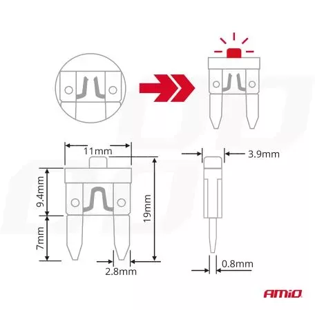 AMIO ΑΣΦΑΛΕΙΕΣ MINI BLADE (ΜΑΧΑΙΡΩΤΕΣ) & ΕΡΓΑΛΕΙΟ ΑΦΑΙΡΕΣΗΣ ΚΑΡΤΕΛΑ (5A/10A/15A/ 20A/25A)  -10 ΤΕΜ. 04340/AM 