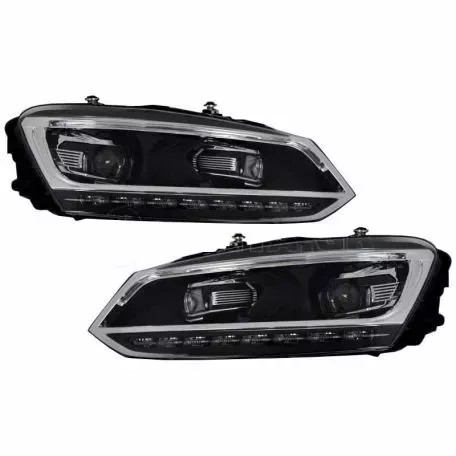 Μπροστινά Φανάρια Set Για Vw Polo 6R/6C 09-17 DRL Passat Matrix Look & Dynamic Φλας Full Led Με Μοτέρ Carner 