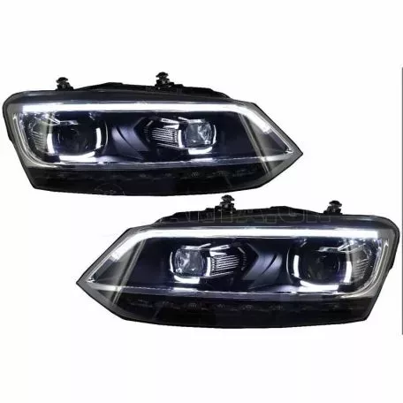Μπροστινά Φανάρια Set Για Vw Polo 6R/6C 09-17 DRL Passat Matrix Look & Dynamic Φλας Full Led Με Μοτέρ Carner 