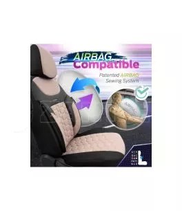 Καλύμματα Αυτοκινήτου Carbon Design Universal Jacquard / Rachel / Δερματίνη Σετ Εμπρός / Πίσω 11 Τεμαχίων Μπεζ CRB-3403 