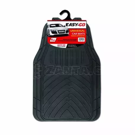 Πατάκια Αυτοκινήτου Universal Από Λάστιχο Easy Go Μαύρα 4 Τεμάχια 