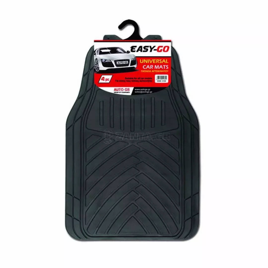 Πατάκια Αυτοκινήτου Universal Από Λάστιχο Easy Go Μαύρα 4 Τεμάχια