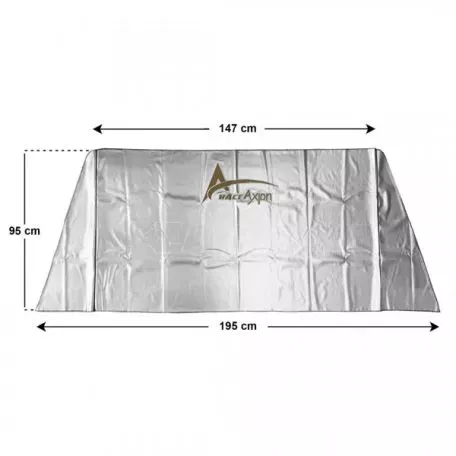 RACE AXION Εξωτερική Ηλιοπροστασία Large Μ195-147 Χ Υ95 cm για το Παρμπρίζ από Ύφασμα 3 Στρώσεων και Ρινίσματα Αλουμινίου σε ασημί χρώμα με logo και άκαυστη επένδυση Race Axion - 1 