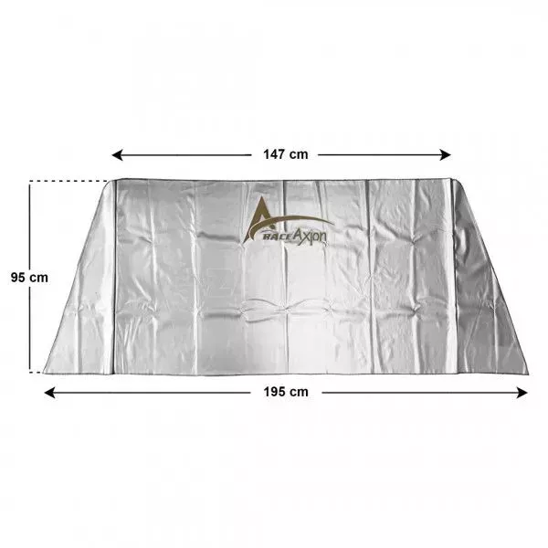 RACE AXION Εξωτερική Ηλιοπροστασία Large Μ195-147 Χ Υ95 cm για το Παρμπρίζ από Ύφασμα 3 Στρώσεων και Ρινίσματα Αλουμινίου σε ασημί χρώμα με logo και άκαυστη επένδυση Race Axion - 1