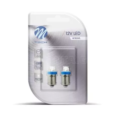 M-tech T4W 12V 0,96W BA9s (ΜΙΝΙΟΝ) LED 4xLED 3mm ΜΠΛΕ BLISTER 2ΤΕΜ. M-TECH LB013B/MT 