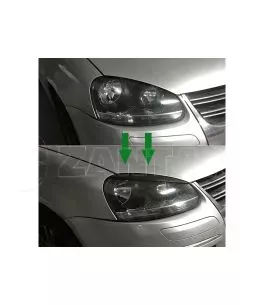 Φρυδάκια μπροστινών φαναριών μάυρα για  VW Golf MK5 2003-2008 2τεμ. 
