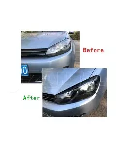 Φρυδάκια μπροστινών φαναριών μάυρα για VW Golf MK6 2008-2012 2τεμ. 