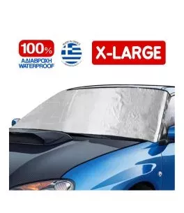 Εξωτερική Ηλιοπροστασία X-Large Μ195-147 Χ Υ110 cm για το Παρμπρίζ από Ύφασμα 3 Στρώσεων και Ρινίσματα Αλουμινίου σε ασημί χρώμα 