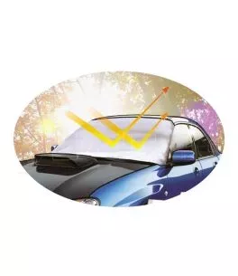 Εξωτερική Ηλιοπροστασία X-Large Μ195-147 Χ Υ110 cm για το Παρμπρίζ από Ύφασμα 3 Στρώσεων και Ρινίσματα Αλουμινίου σε ασημί χρώμα 