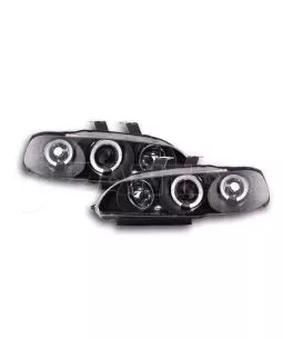 Φανάρια εμπρός angel eyes για Honda Civic 2/3 πορτο (1992-1995) - μαύρα , με λάμπες (Η1) - σετ 2τμχ. 