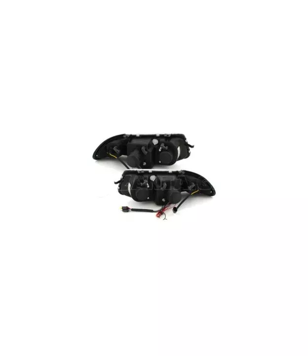 Φανάρια εμπρός angel eyes για Opel Astra F (1994-1999) - μαύρα , με λάμπες (Η1) - σετ 2τμχ.